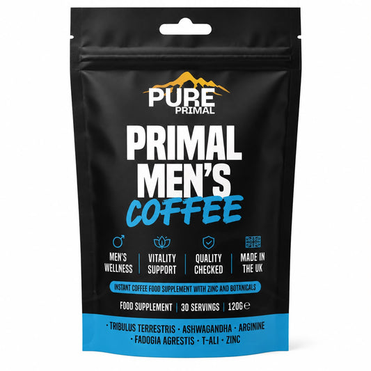 Pure Primal Primal Men's Coffee – Instant Coffee Food Supplement | 30 Servings | 120g