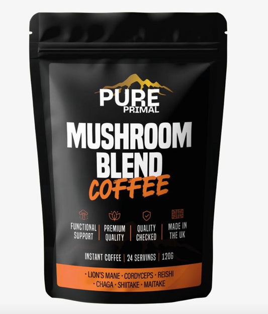 Pure Primal Mushroom Blend Coffee – Functional Instant Coffee | 30 Servings | 120g